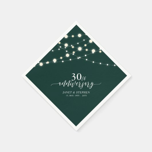 String Lights | Groen 30e bruiloft Jubileum Servet (Hoek)