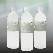 String Lights Groen Bloemen Salie Groen Bruiloft Waterfles Etiket