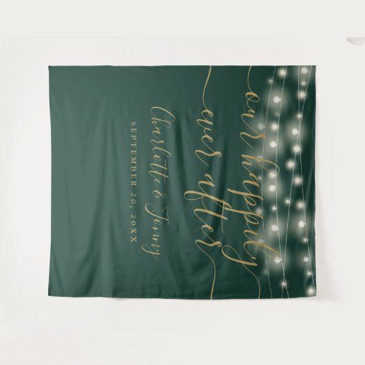 String Lights Groen Goud Bruiloft Foto Achtergrond Wandkleed (Voorkant (horizontaal))