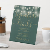 String Lights Groen Goud Bruiloft Handtekening Dri Reclamebord Met Voetstuk (Insitu)