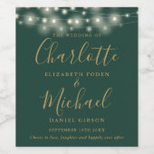 String Lights Groen Goud Handtekening Script Bruil Wijn Etiket (Enkel label)