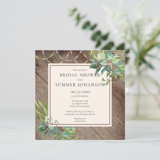 String Lights groen rustiek Vrijgezellenfeest Kaart (Staand voorkant)