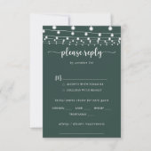 String Lights Groene Bruiloft Menu Keuze RSVP (Voorkant)