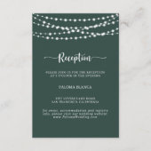 String Lights Groene Bruiloft Receptie Informatiekaartje (Voorkant)