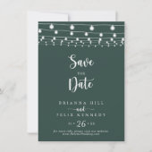 String Lights Groene Bruiloft Sla de datum op Save The Date (Voorkant)