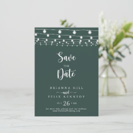 String Lights Groene Bruiloft Sla de datum op Save The Date