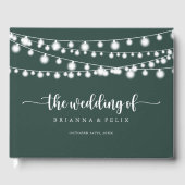 String Lights Groene Kalligrafie Bruiloft Gastenboek (Voorkant)