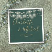 String Lights Handtekening Goud Script Groen Bruil Servet