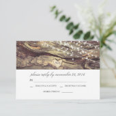 String Lights Hart Rustiek Hout Wedding RSVP Kaartje (Staand voorkant)