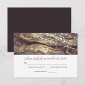 String Lights Hart Rustiek Hout Wedding RSVP Kaartje (Voorkant / Achterkant)