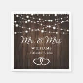 String Lights Harten Rustieke Houten Bruiloft Servet (Voorkant)