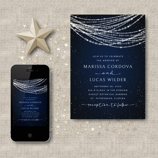 String Lights Hemelse bruiloft Kaart