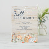 String Lights Herfst Dinner Party Pumpkin Kaart (Staand voorkant)