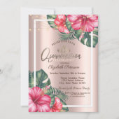 String Lights Hibuscus Roos Gold Quinceañera Kaart (Voorkant)