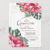 String Lights Hibuscus Summer Quinceañera Kaart (Voorkant / Achterkant)