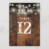 String Lights Horseshoes Barn Wood Table Number Kaart (Achterkant)