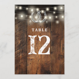 String Lights Horseshoes Barn Wood Table Number Kaart