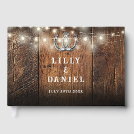 String Lights Horseshoes Rustic Barn Wood Wedding Gastenboek