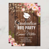 String Lights Hout Afstuderen BBQ Party Kaart (Voorkant / Achterkant)