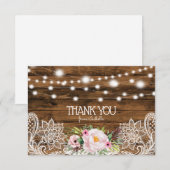 String Lights Hout Bloemen en Kant Dankjewel Kaart (Voorkant / Achterkant)