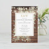 String Lights Hout Monogram Koppels Douche Kaart (Staand voorkant)