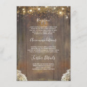 String Lights Hout Rustieke Bruiloft Details Informatiekaartje (Voorkant)