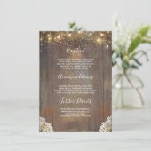 String Lights Hout Rustieke Bruiloft Details Informatiekaartje (Staand voorkant)