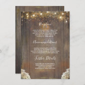 String Lights Hout Rustieke Bruiloft Details Informatiekaartje (Voorkant / Achterkant)