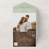 String Lights Hout Rustieke Sage Groen All In One Uitnodiging (Buitenkant)