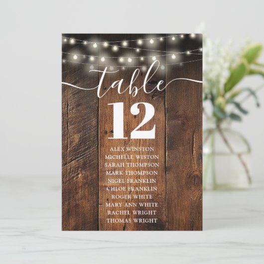 String Lights Hout Tafel Nummer Zitting Grafiek Kaart (Staand voorkant)