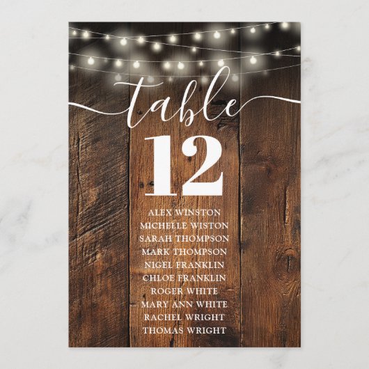 String Lights Hout Tafel Nummer Zitting Grafiek Kaart (Voorkant)