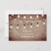  String Lights Industrial Brick Wedding RSVP Kaartje (Voorkant)