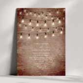 String Lights  Industriële Baksteen Bruiloft Kaart