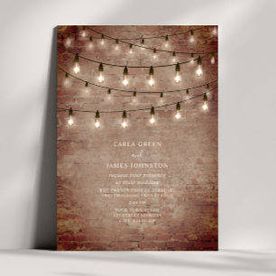 String Lights  Industriële Baksteen Bruiloft Kaart