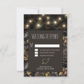String Lights + Jacht Camo Bruiloft RSVP Kaarten (Voorkant)