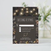 String Lights + Jacht Camo Bruiloft RSVP Kaarten (Staand voorkant)