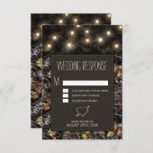 String Lights + Jacht Camo Bruiloft RSVP Kaarten (Voorkant / Achterkant)