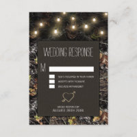 String Lights + Jacht Camo Bruiloft RSVP Kaarten