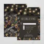 String Lights + Jacht Camo Bruiloft RSVP Kaarten Kaartje (Voorkant / Achterkant)
