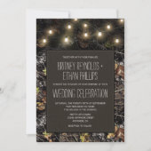 String Lights + Jacht Camo bruiloft uitnodigingen (Voorkant)