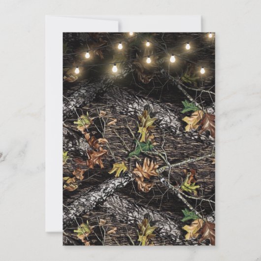 String Lights + Jacht Camo bruiloft uitnodigingen (Achterkant)