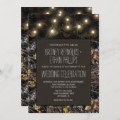 String Lights + Jacht Camo bruiloft uitnodigingen (Voorkant / Achterkant)