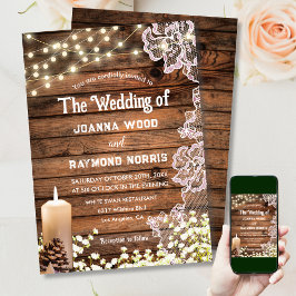 String Lights Kaarsen & Kant betoverende bruiloft Kaart
