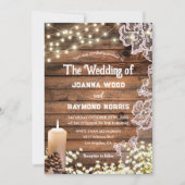 String Lights Kaarsen & Kant betoverende bruiloft Kaart (Voorkant)