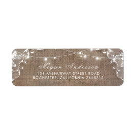 String Lights Kant en Burlap Rustiek Elegant Etiket