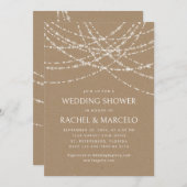 String Lights Kraft Paren Trouwdouche Kaart (Voorkant / Achterkant)