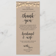 String Lights Kraft, Plaats instelling Dank u kaar