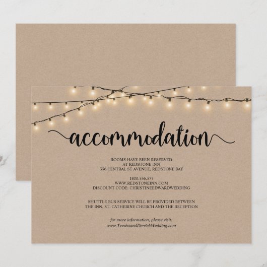 String Lights Kraft, verblijfskaart Kaart (Voorkant / Achterkant)