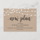 String Lights Kraft, zwart, bruiloft uitstellen Informatiekaartje (Voorkant)