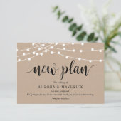 String Lights Kraft, zwart, bruiloft uitstellen Informatiekaartje (Staand voorkant)